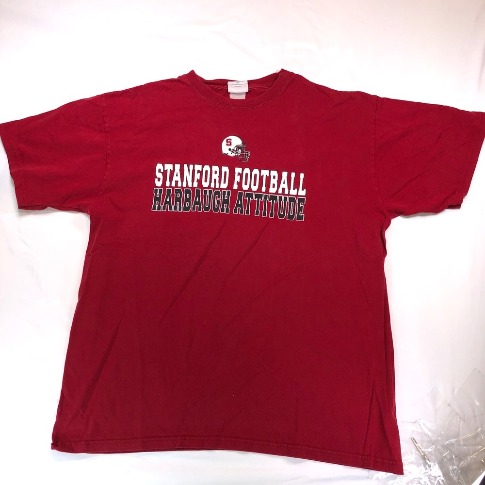 Champion Stanford Football Harbaugh Attitude Red Graphic T-Shirt XL